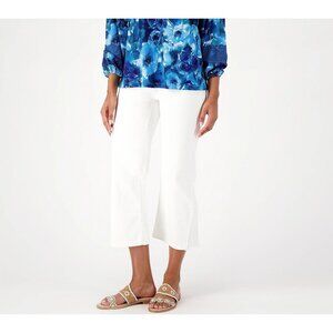 NWOT Isaac Mizrahi Live! Pet White True Denim Crop Wide Leg Jeans Sz 4P White